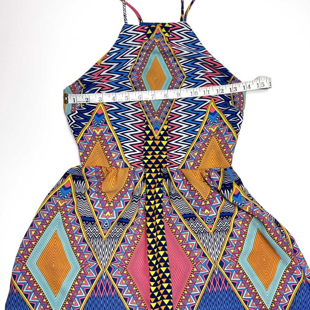 Gianni Bini Aztec A-line Halter Neck Spaghetti Strap Sleeveless Mini Sundress XS - Picture 4 of 7